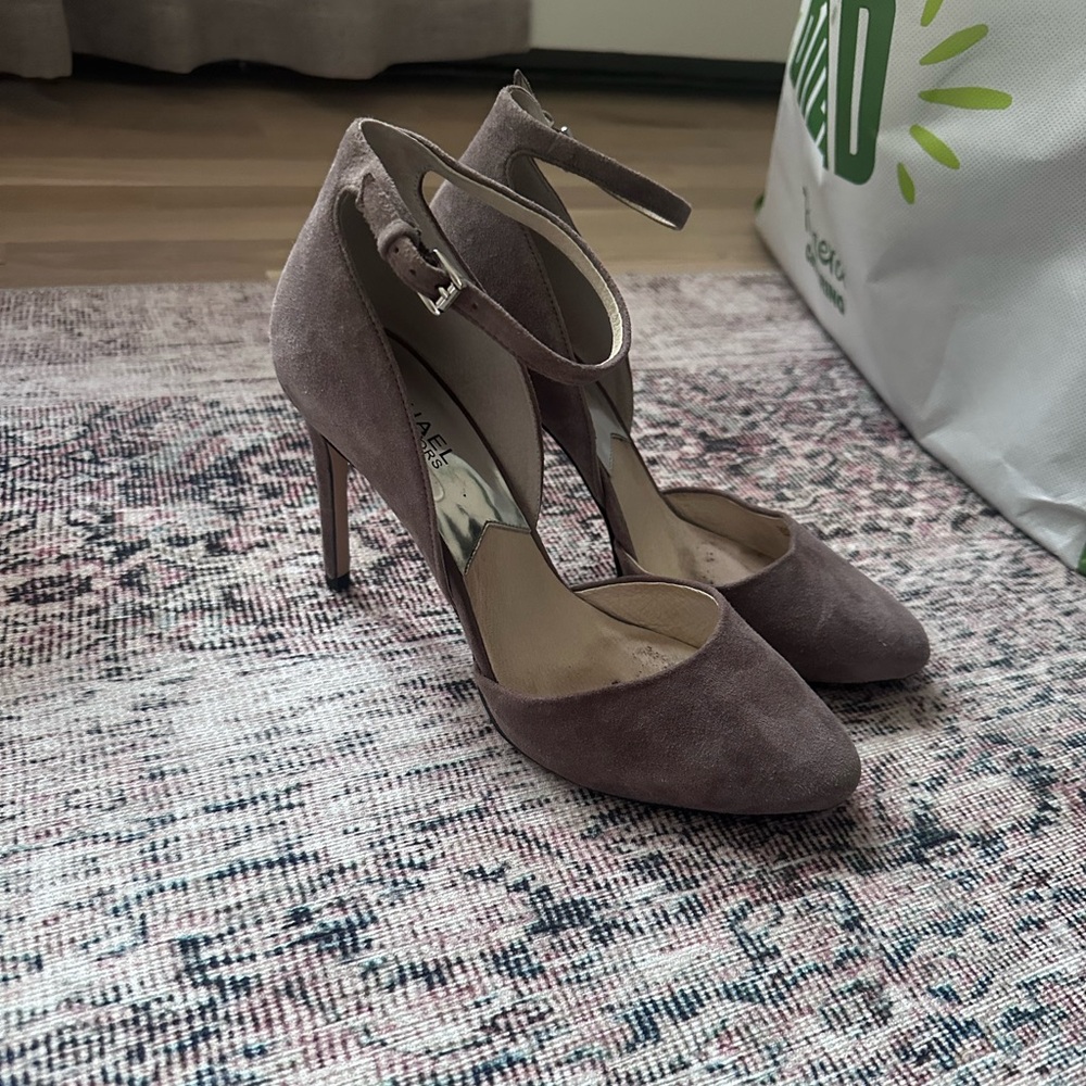 Michael Kors Georgia Ankle-Strap Pumps Heels Suede Gray Size 9